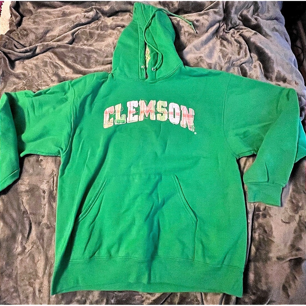 Boxercraft Clemson Tigers Green Plaid Lined Hoodie Sweatshirt‎ Womens Large